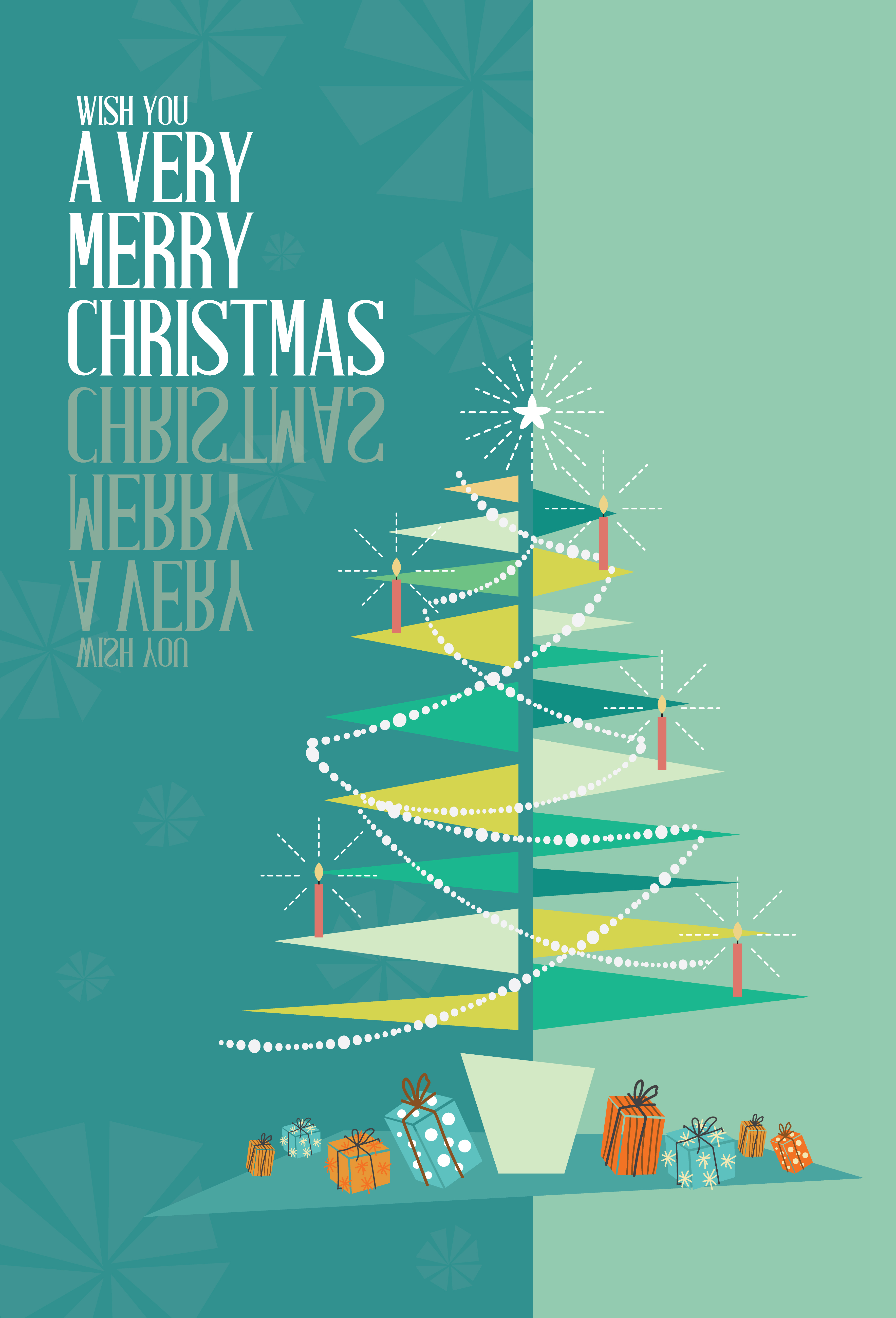 mid century abstract mod card merry greeting vector tree graphics clipart illustration