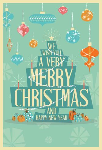 Abstract Merry Christmas Greeting Card Mid Century Mod Christmas vector