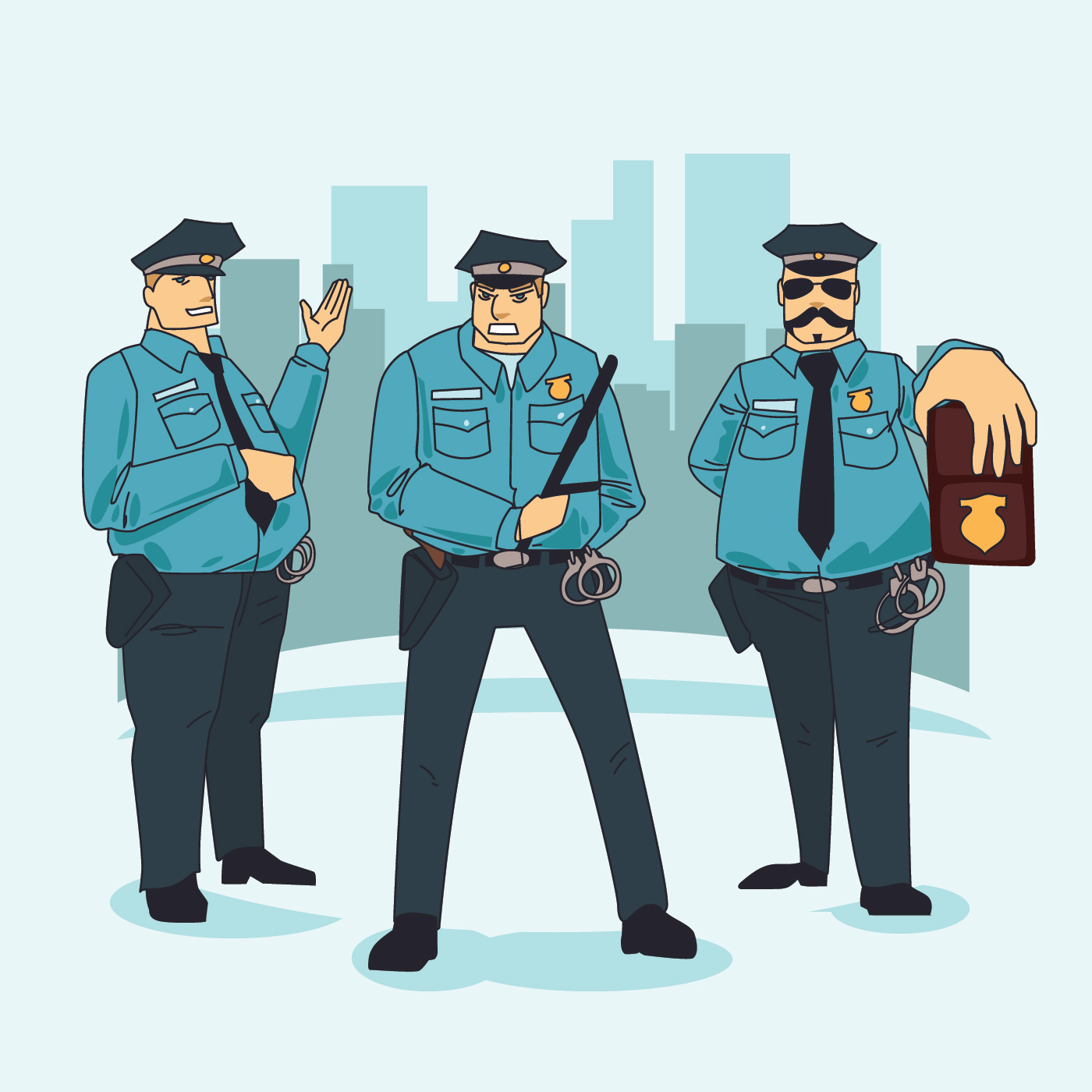 Group of police officers character. 
