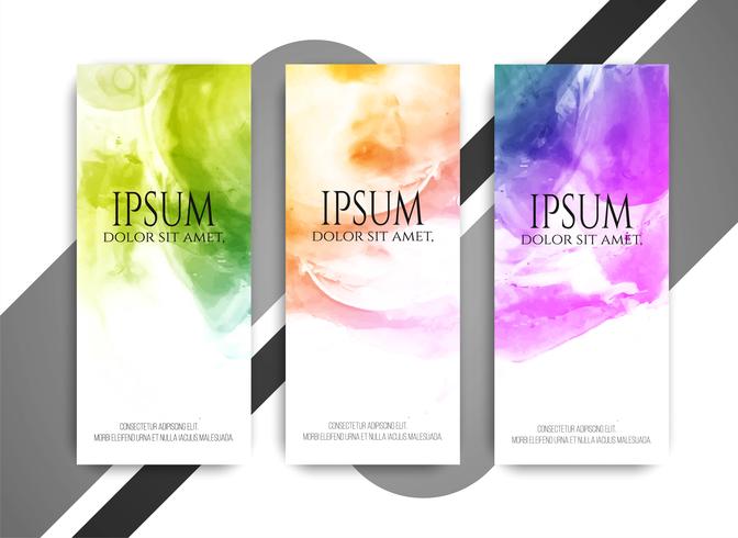 Abstract modern colorful watercolor banners set vector