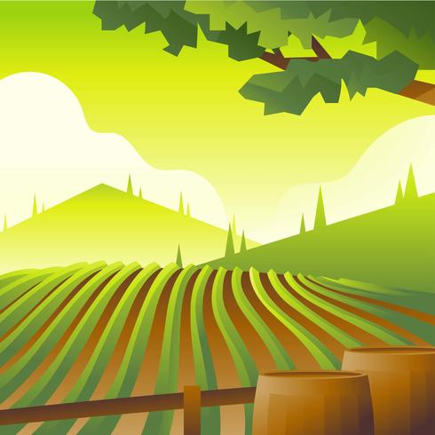 Vineyard Scenery First Person Vector