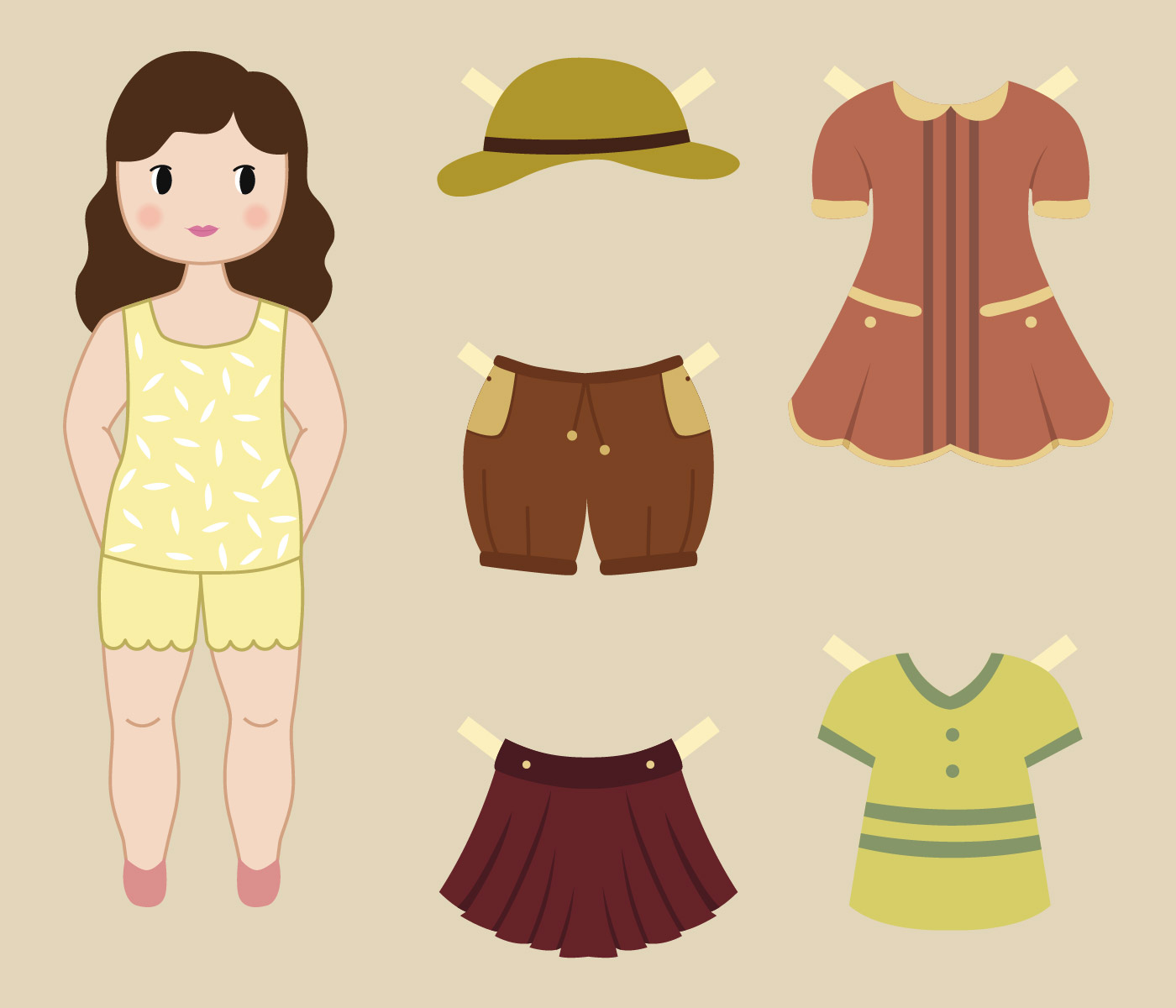 Vintage Paper Doll Vector 251778 Vector Art at Vecteezy