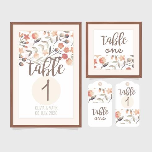 Vector Wedding Table Number Template