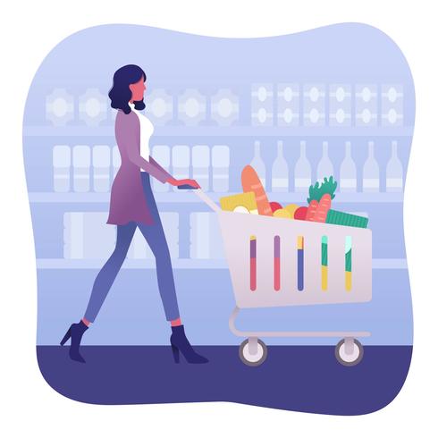 Vector de compras de comestibles