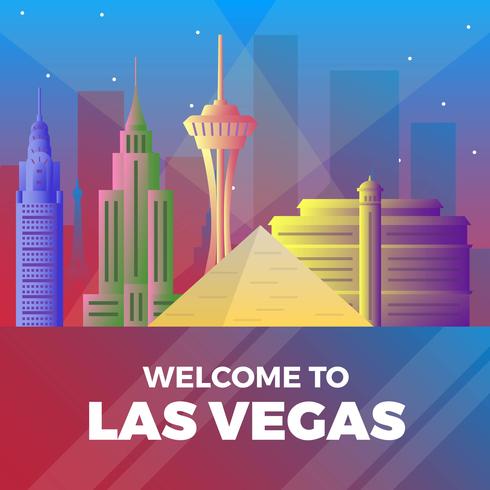 Flat Las Vegas Skyline Vector Illustration