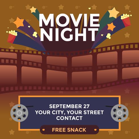 Movie Night Festive Poster Vector