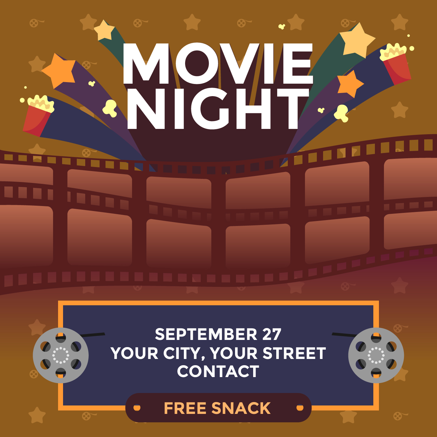 Movie Night Festive Poster Vector 251795 - Download Free Vectors, Clipart Graphics & Vector Art