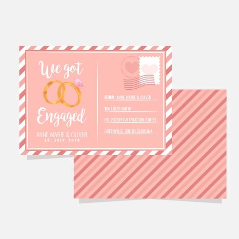 Vector Engagement Announcement Postcard