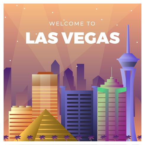 Flat Las Vegas Skyline Vector Illustration