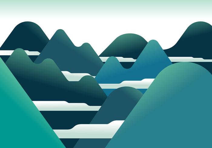 Paisaje de montaña en primera persona ilustración vectorial vector