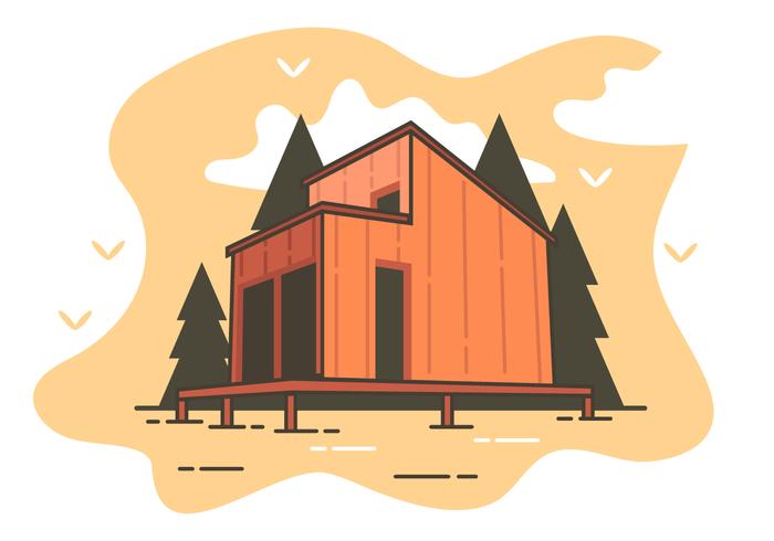 Cabaña en el bosque vector