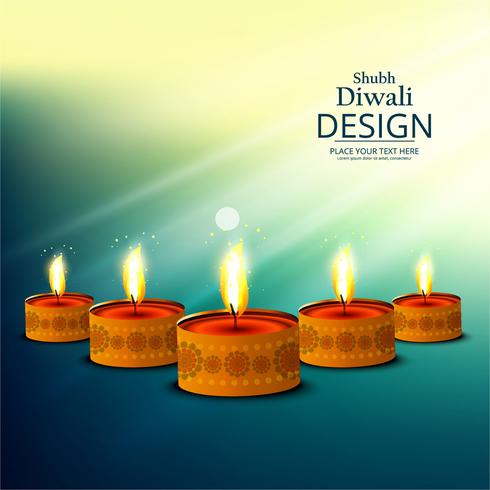 Happy diwali diya oil lamp festival background illustration vector