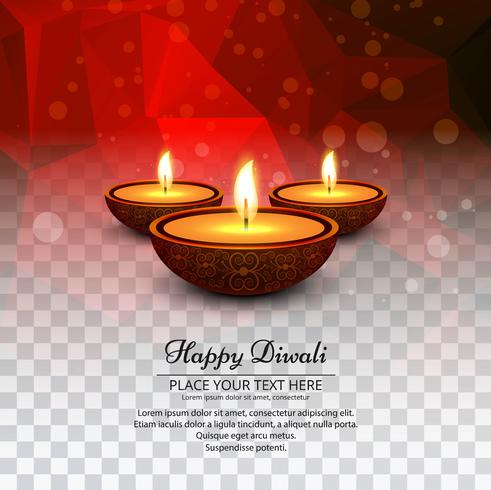 Happy diwali diya oil lamp festival card background illustration vector