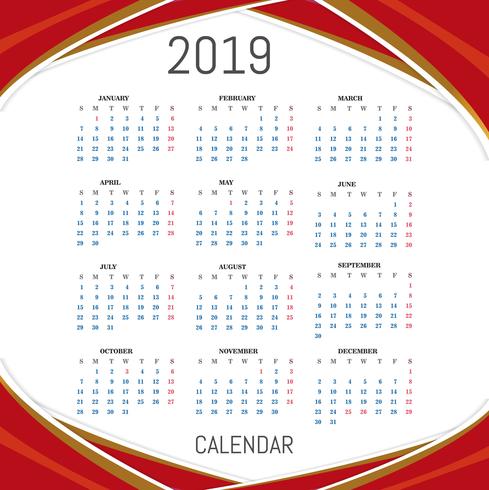 Calendario para el vector de fondo 2019