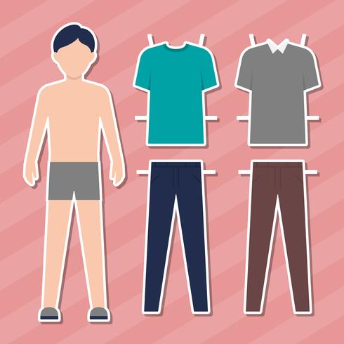 Cartoon Guy Doll With Clothes For Changes Illustration vector