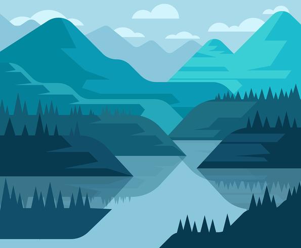 Ilustración de primera persona del paisaje de montaña vector