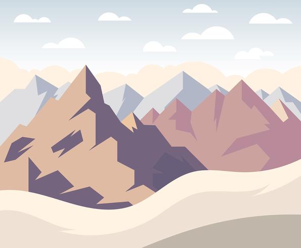 Ilustración de primera persona del paisaje de montaña vector