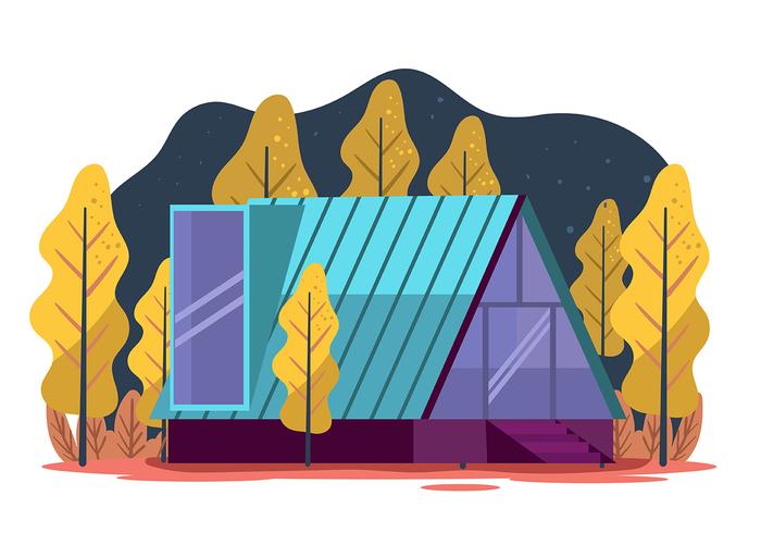 Cabina moderna en el bosque vector