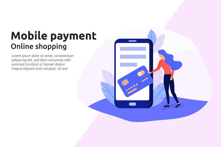 Mobile payment online service for modern business website, socia vector