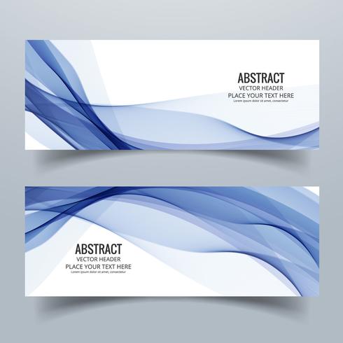 Modern colorful banner set with header wave vector