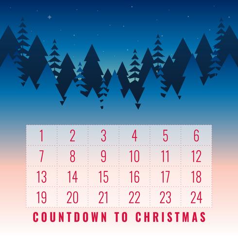 Calendario de Navidad de Adviento para imprimir conjunto de tarjetas de felicitación vector