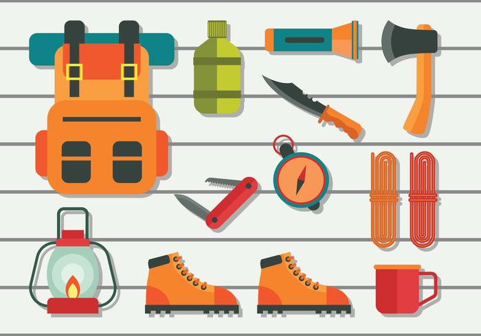 Camping Supplies Knolling vector