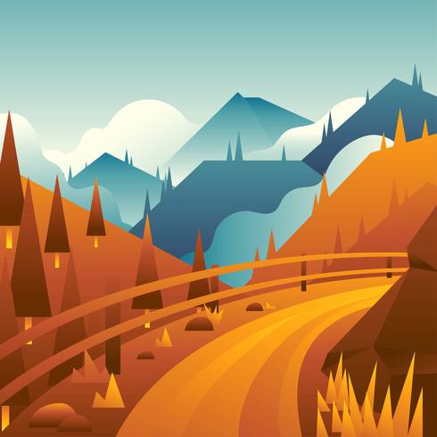 Sendero de montaña paisaje vector