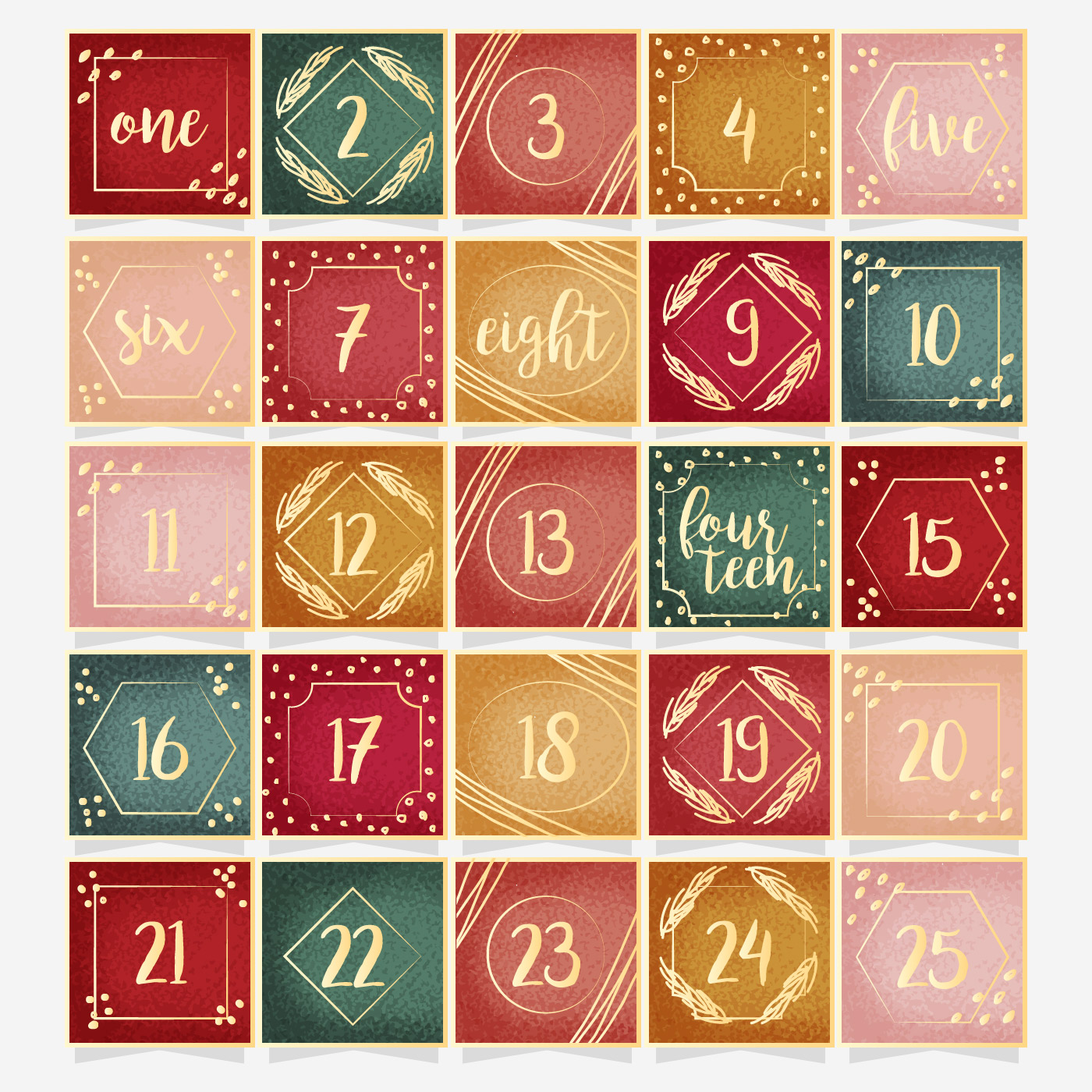 Modelo de calendário de advento de vetor Download Vetores e Gráficos