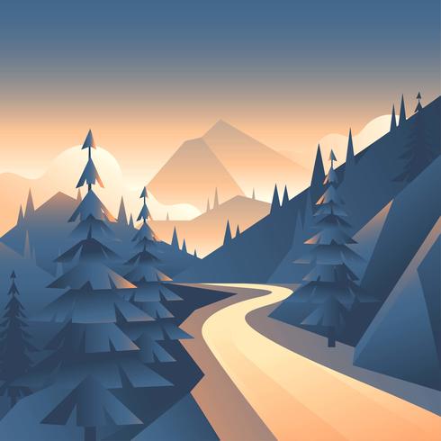 Mountain Valley Path Landscape First Person View vector