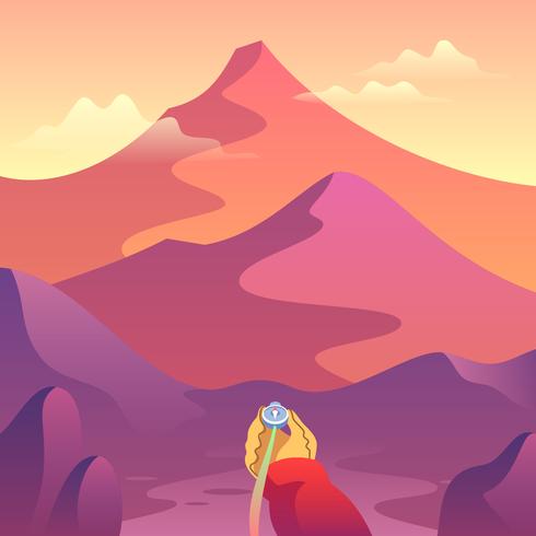 Looking For Directions Mountain Landscape First Person Vector