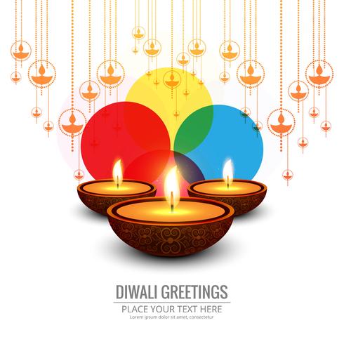 Hermosa tarjeta de felicitación para festival feliz diwali fondo vec vector