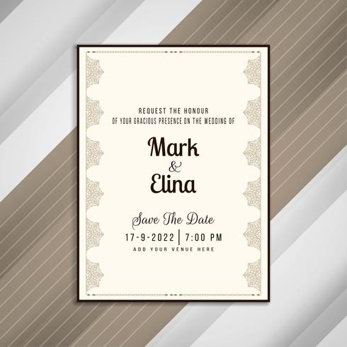 Diseño de tarjeta de invitación de boda elegante abstracto vector