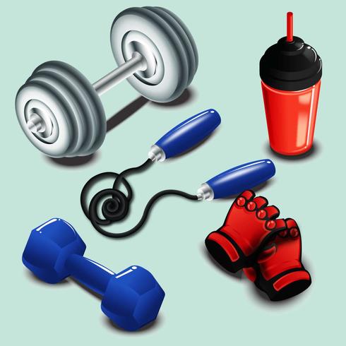 Realistic Gym tools  vector