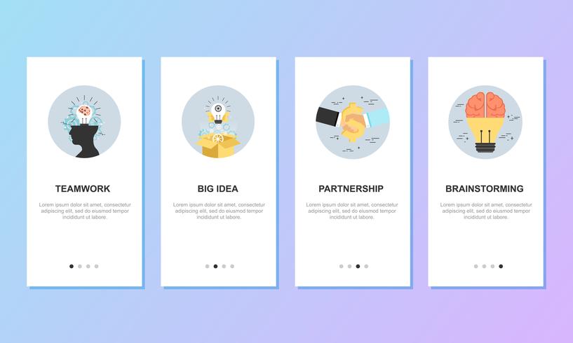 Onboarding screens for mobile app templates concept vector