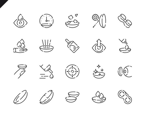 Simple Set Eye Lens Line Icons for Website and Mobile Apps. vector