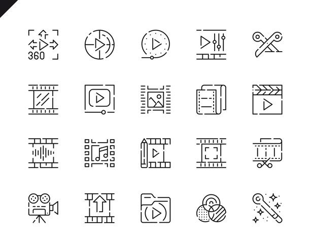 Simple Set Video Editing Line Icons for Website and Mobile Apps. vector