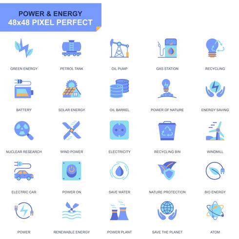 Simple Set Power Industry and Energy Flat Icons for Website and Mobile Apps vector