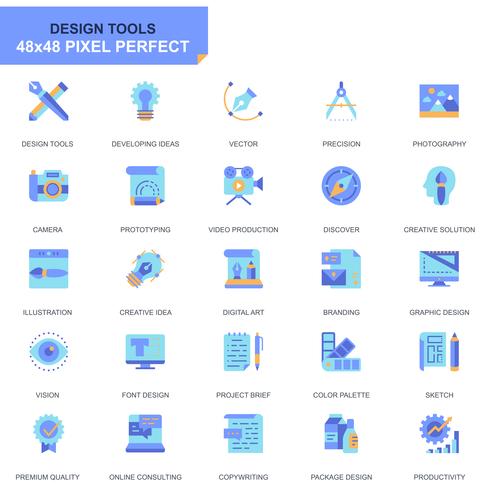 Simple Set Design Tools Flat Icons for Website and Mobile Apps vector