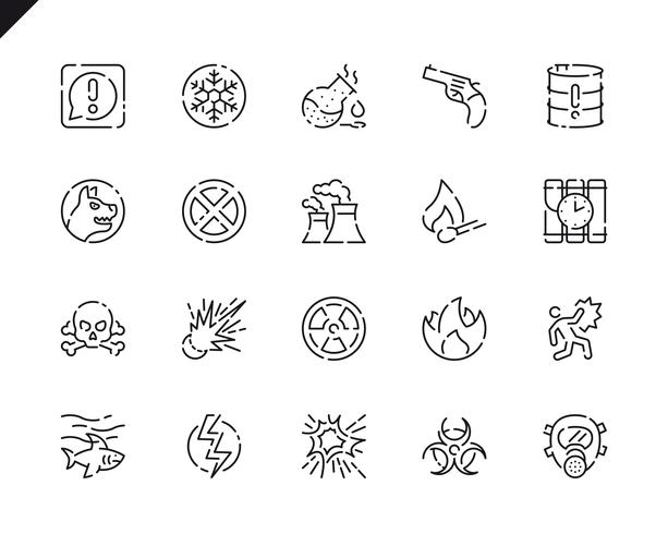 Simple Set Warnings Line Icons for Website and Mobile Apps. vector