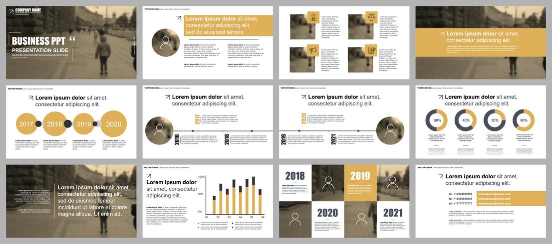 Gold business presentation slides templates vector