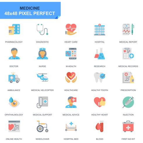 Simple Set Healthcare and Medicine Flat Icons for Website and Mobile Apps vector