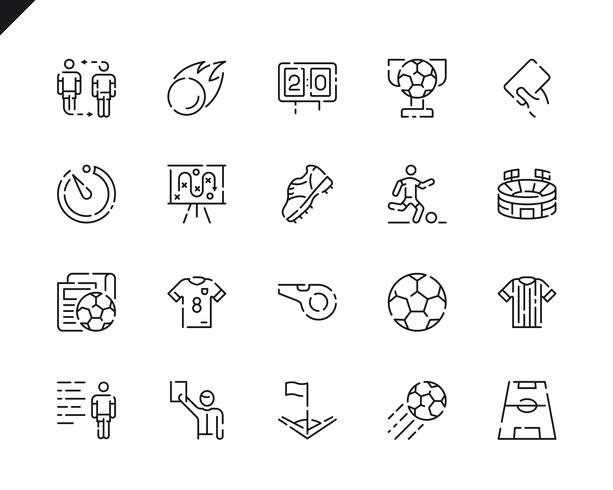 Simple Set Soccer Line Icons for Website and Mobile Apps. vector