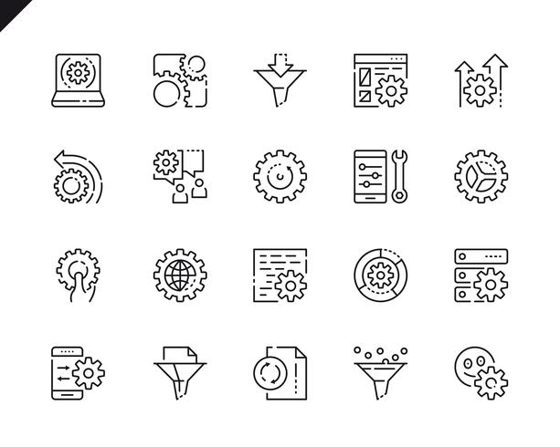 Simple Set Data Processing Line Icons for Website and Mobile Apps. vector