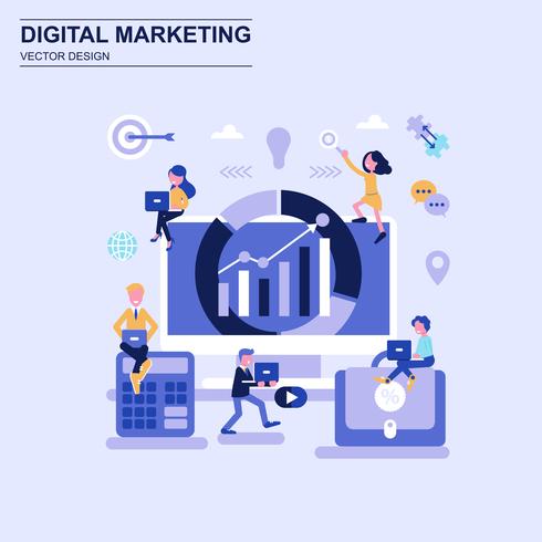 Digital marketing flat design concept  vector