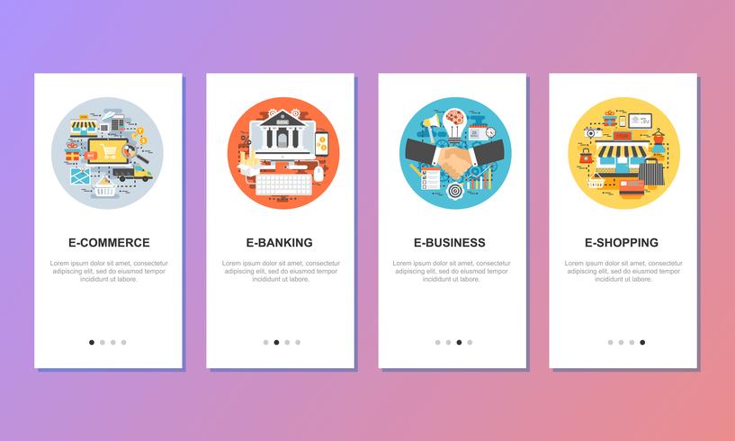 Onboarding screens for mobile app templates concept vector