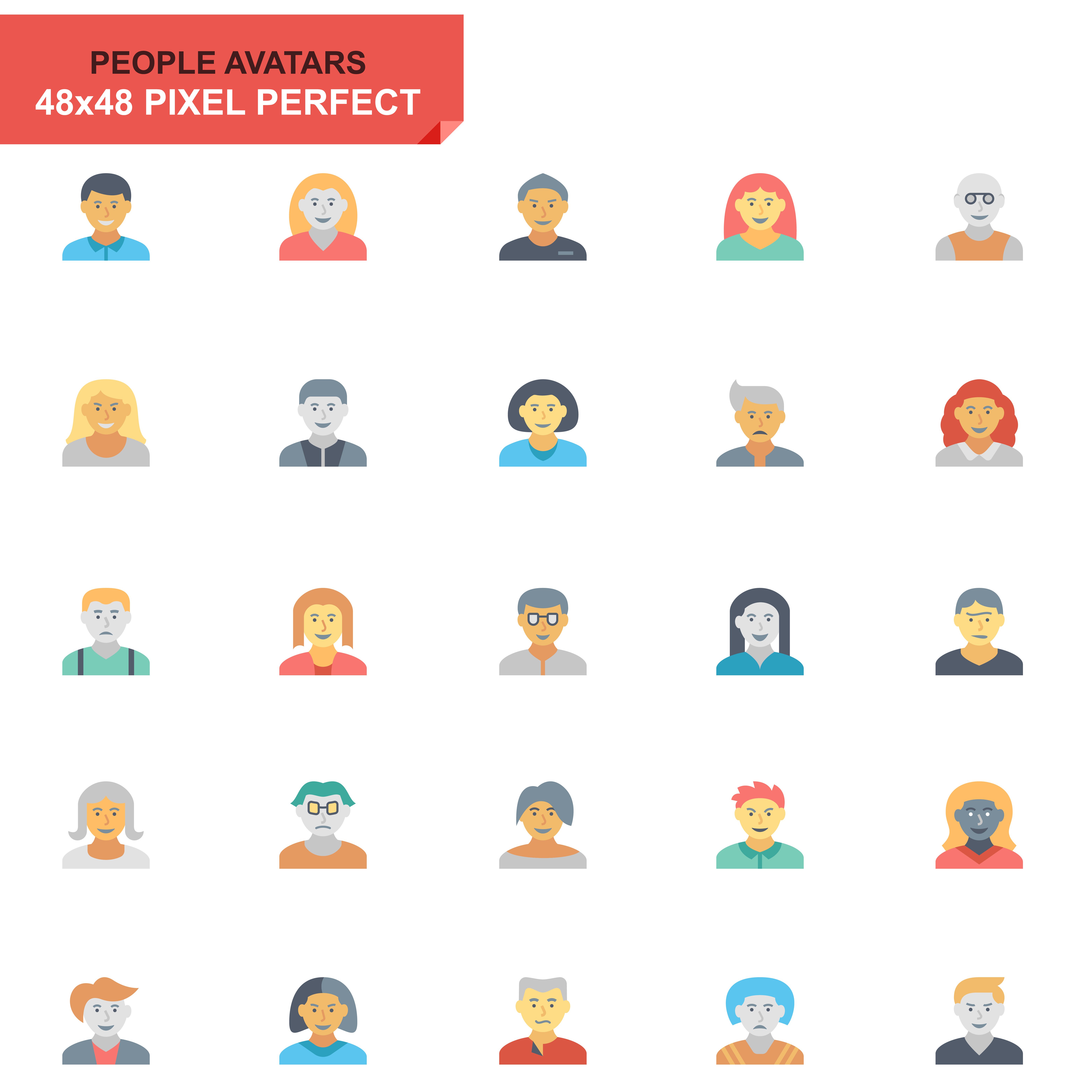 Simple Set People Avatar Flat Icons - Download Free Vector Art, Stock Graphics & Images Simple Set People Avatar Flat Icons