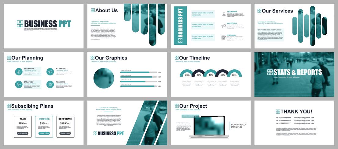 Presentación de negocios en PowerPoint de plantillas de diapositivas a partir de elementos infográficos. vector