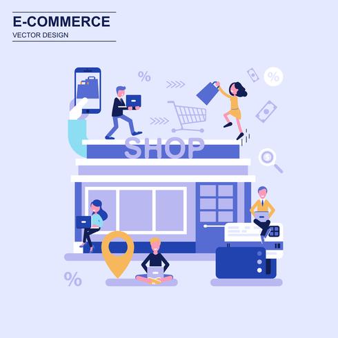 E-commerce and shopping flat design vector