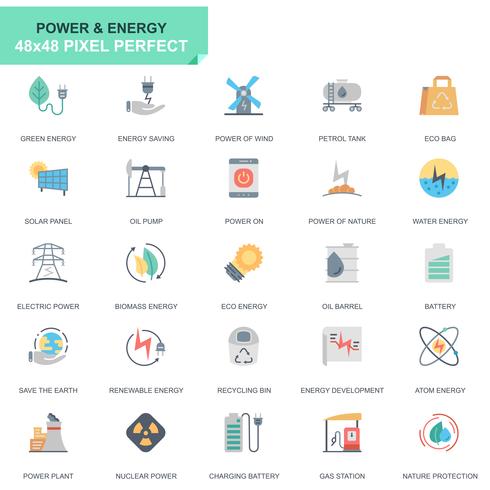 Sencillo conjunto de iconos de la industria de energía y energía para sitios web y aplicaciones móviles vector