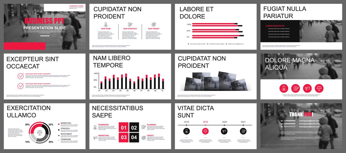 Presentación de negocios en PowerPoint de plantillas de diapositivas a partir de elementos infográficos. vector